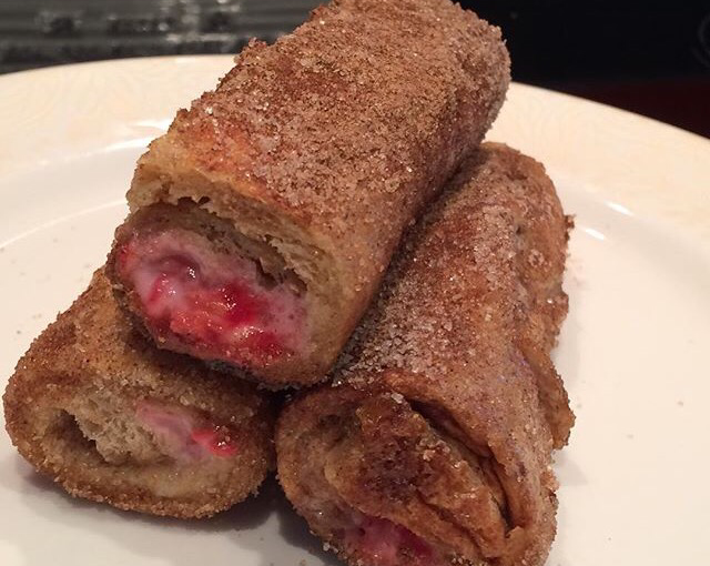 Raspberry French toast roll-ups 